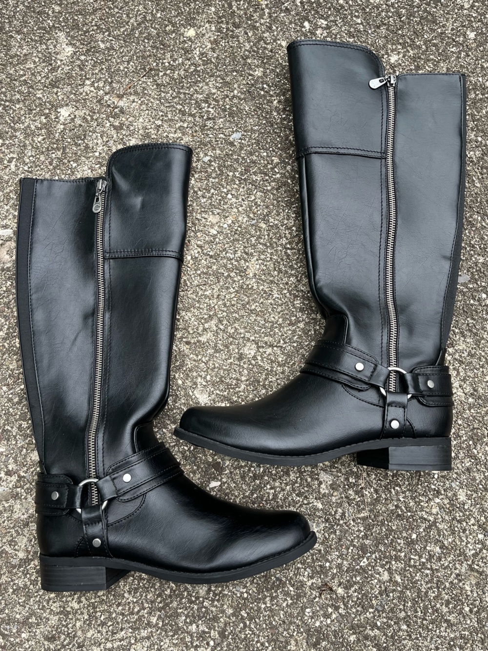 GBG LOS ANGELES Black Knee-tHigh Zipper Riding Boots